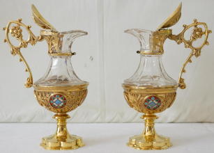 French antique solid silver gilt Gothic Chapel Set
